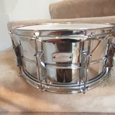 Yamaha Stage custom 10 lug extra deep 6.5 x 14 inch snare drum brilliant chrome excellent image 8