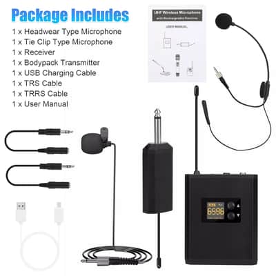 OEM 164FT UHF Wireless Headset Microphone Lavalier Lapel w/ Mic Bodypack Transmitte 2024 - Black image 7