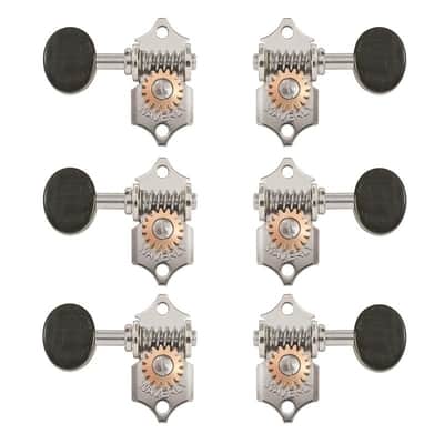 Waverly Anniversary Collection Tuners Complete Set in Ebony, Nickel, Bridge Pins, End Pin, and Strap Button Included image 6