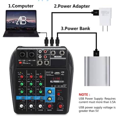 A4 4 Channel Audio Mixer Sound Mixing Console image 5