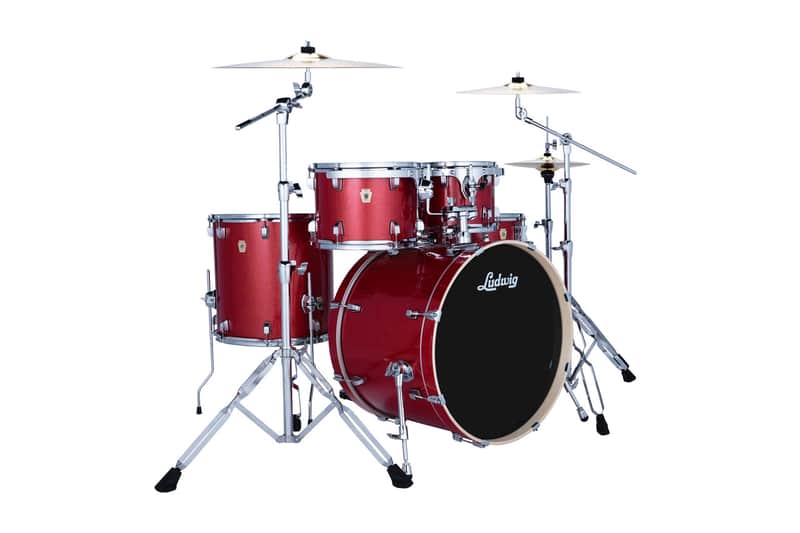 Ludwig Evolution 5-piece Complete Drum Set Crimson Sparkle w/Paiste Cymbals image 1