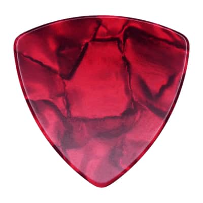 Celluloid Red Pearl Guitar Or Bass Pick - 0.71 mm Medium Gauge - 346 Rounded Triangle Shape - 3 Pack