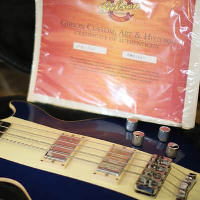 Gibson Custom Shop Les Paul Bass 2002 Blue and White image 11