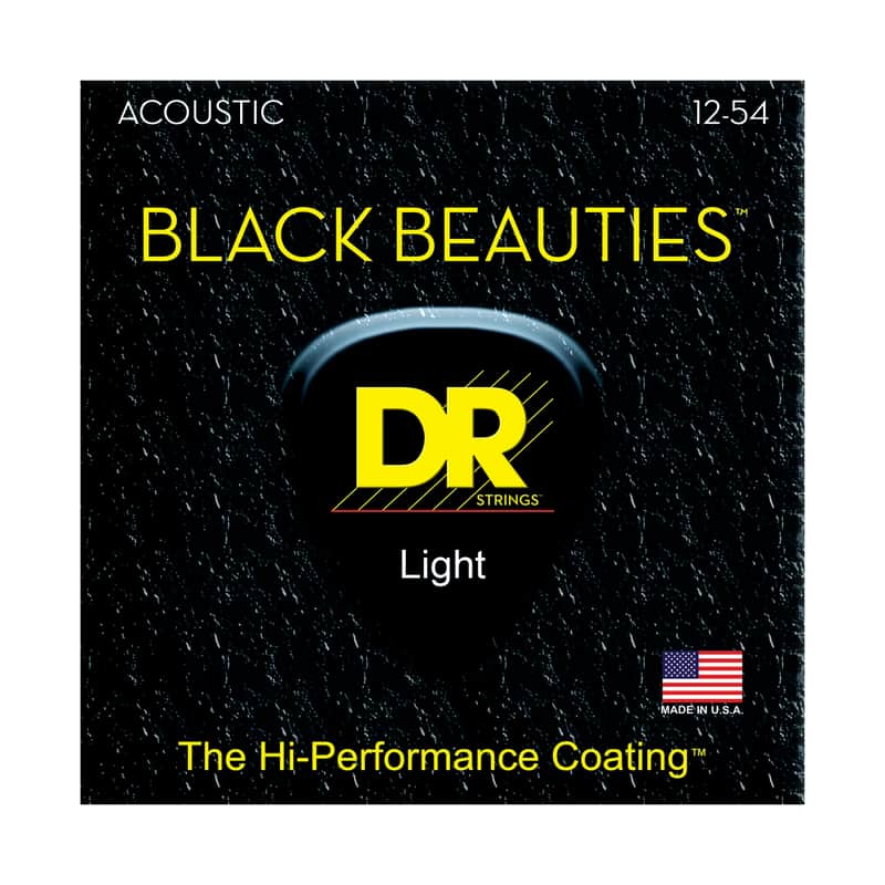 DR Strings BKA-12 Black Beauties Light Acoustic Guitar Strings 12-54 image 1
