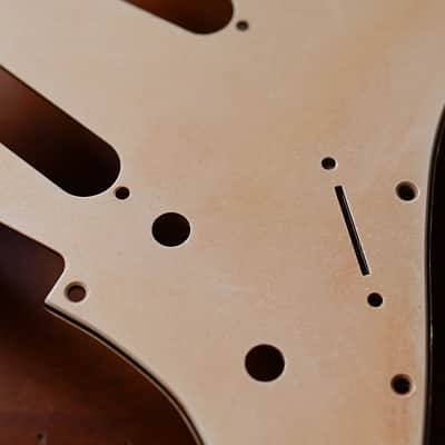 Fluffy SSS AM Strat 11hole 3ply Relic Pickguards - Aged White image 5