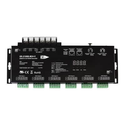 SIRS-E® LED DMX RDM Decoder 24 Channel RGB & RGBW Controller 4A/CH, 12-24V DC, 1152-2304W, UL Recognized image 2