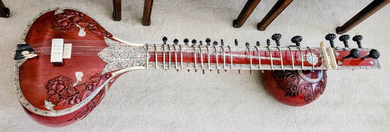 SITAR Antique by HUSEN & Brothers, Miraj, India 7 String Custom Grand Concert "Baritone" 1950's Only 1 known of, Confirmed by Grandson made by Grandfather! - image 1