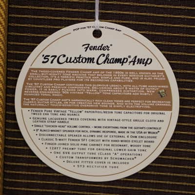 2025 Fender '57 Custom Champ 5-Watt 1x8" Guitar Combo Lacquered Tweed w/Cover image 3