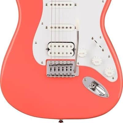 Squire Sonic Stratocaster Electric Guitar, Tahitian Coral, Maple Fingerboard, White Pickguard image 4