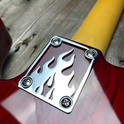 Icon Plates Flame Neck Plate For Bolt On Neck Guitar or Bass - Chrome Finish image 2