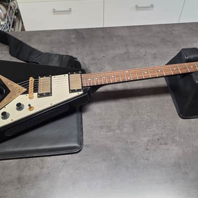 2003 Epiphone Flying V Korina MIK Korean Gibson Logo Ebony Black Guitar image 7