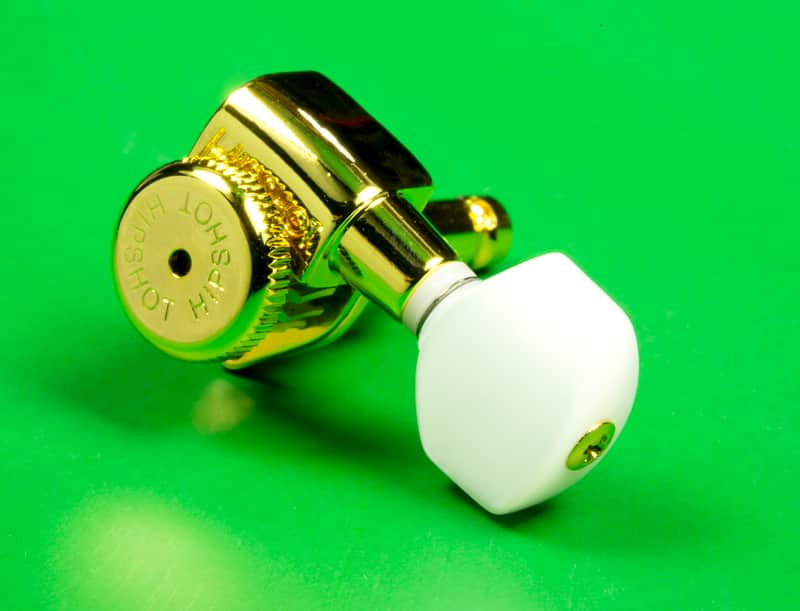 Genuine Hipshot A07 White Pearloid buttons, set of 6, fits all Hipshot and most Grover (non-vintage) guitar tuners image 1