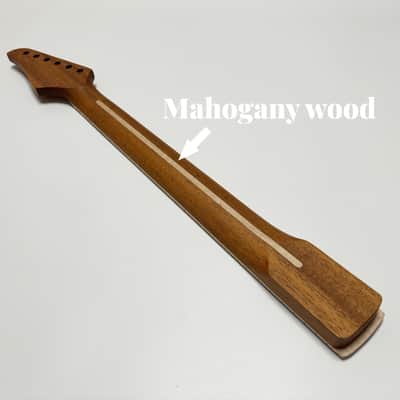 Amuic Strats Guitar Neck 22 Frets, 25.5'' Mahogany Wood Modern C Shape Electric Guitar Neck with Medium Jumbo Fret & Bone Nut for ST Style Guitar Parts Replacement image 4