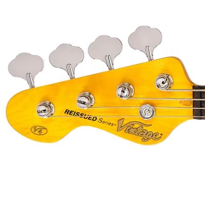 Vintage V4 Reissued Bass Left Hand - Boulevard Black LV4BB) image 5