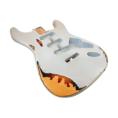 NITRO Relic Sonic Blue over sunburst Alder S-Style guitar body image 3
