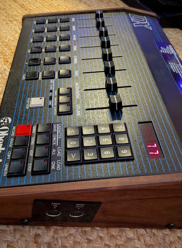Oberheim DX 1982 — Fully Serviced, Electrongate MIDI & RAM Upgrade (No Battery Needed) - Blue with Wood Sides image 1
