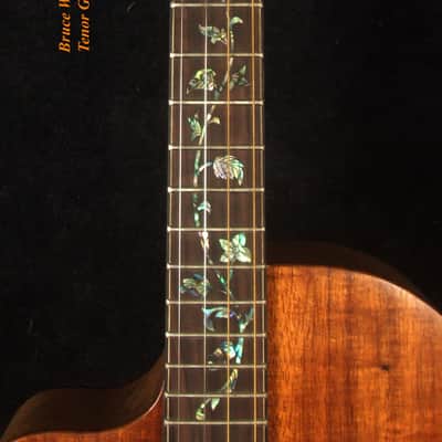 Handcrafted Left-handed 4 String Tenor Guitar, Solid Hawaiian Koa, Acacia ARCH-BACK Cutaway , Vine Inlay, Soft-bag, Bruce Wei TG-2055 image 3