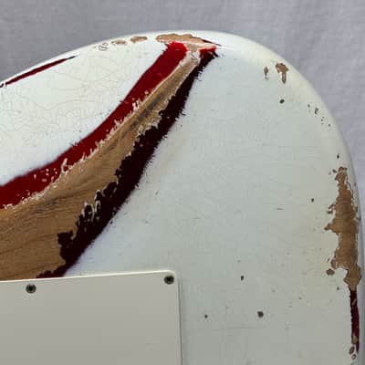 Fender USA Custom Shop Limited Edition White Lightning Stratocaster FR HSS 22 Guitar with COA + Case 2023 - Olympic White top / Candy Apple Red bottom / Rosewood fingerboard image 13