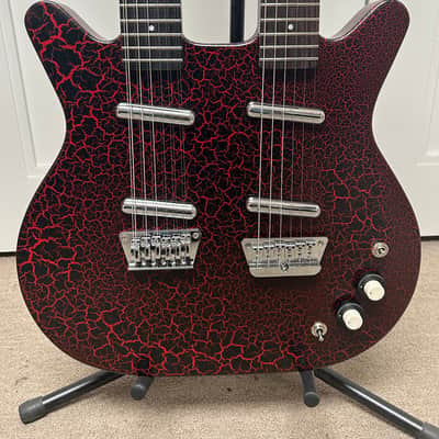 Danelectro Doubleneck 6/12 Reissue 12 String and 6 String Electric Guitar - Red Crackle image 2