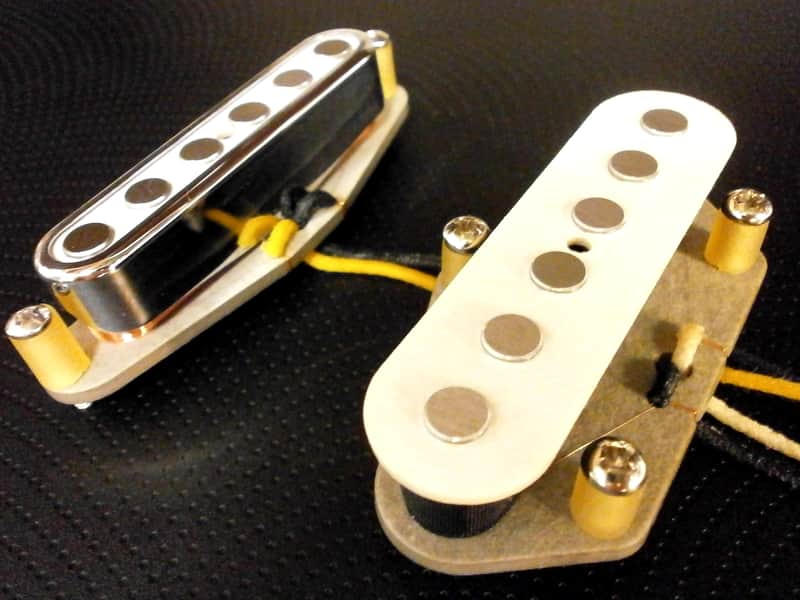 Q pickups Telecaster WHITE QUARTER POUND Pickups Set Custom Tele Bridge Neck .250" A5 Hand Wound image 1
