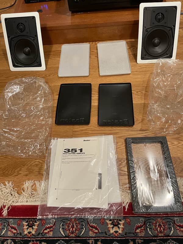 Boston Acoustics 351 in-wall speaker pair, 2001 - White - original owner, original packaging image 1