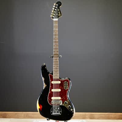 Fender Custom Shop Bass VI Heavy Relic Black // 3 Tone Sunburst image 3