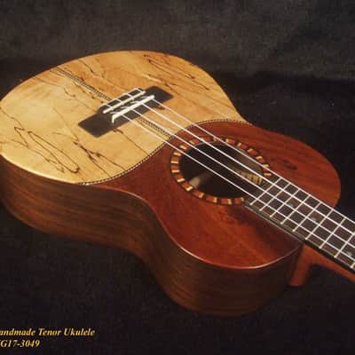 Handmade Tenor Ukulele, Solid Spalted Maple, Indian Rosewood, Soft-bag, Bruce Wei UG17-3049 image 8