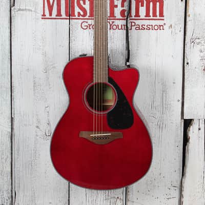 Yamaha FSX800C Concert Cutaway Acoustic Electric Guitar Solid Spruce Ruby Red image 2
