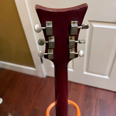 1966–67 Martin GT-75 Burgundy finish.  Comes/w Carrying case– All Original w/ DeArmond Pickups & Bigsby image 8