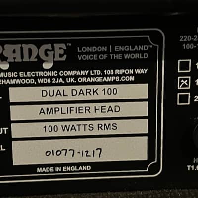 Orange Dual Dark 100 2-Channel 100-Watt Guitar Amp Head 2014 - Present - Black image 2