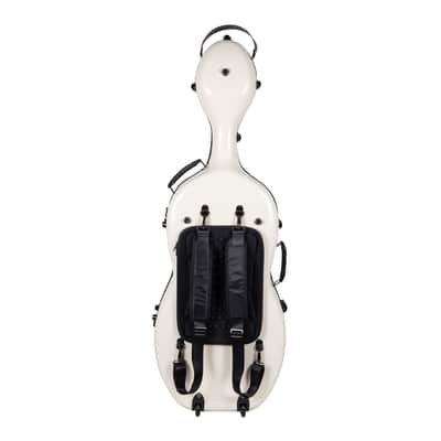 Crossrock Fiberglass Cello Case with Wheels - Fits 4/4 Full Size Cellos - Includes Padded Music Pouch, 3 Handles, Removable Shoulder Straps, Combination Lock - Milky White（CRF2020CEFMW） image 6