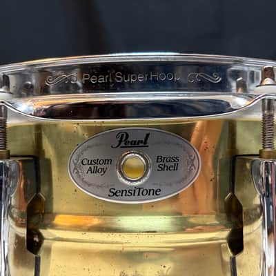 Remo Pearl Custom Alloy SensiTone SNARE Drum Coated Ambassador - Brass Shell - Used image 4