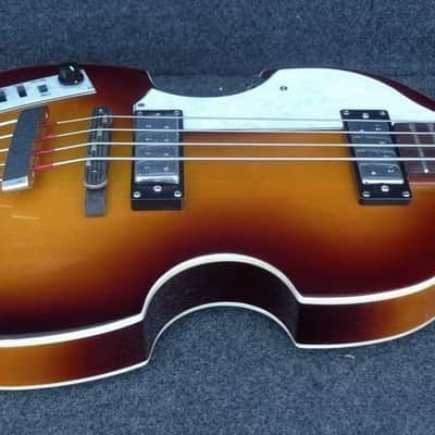 Hofner HI-BB-SB-L Left Handed Ignition Violin Bass Sunburst & Guardian CG-02-VB Hard shell Case image 4