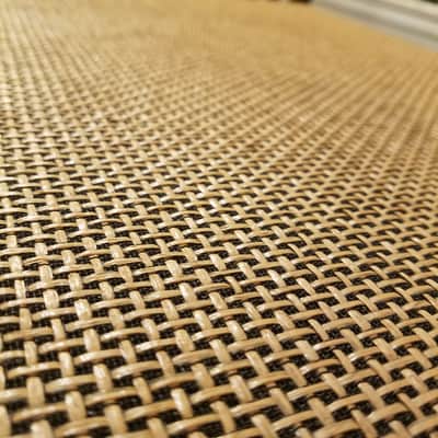 Aeolian vintage pair (2) 16" x 20" woven speaker grille cloth and baffle plywood 1960s - black and tan image 3