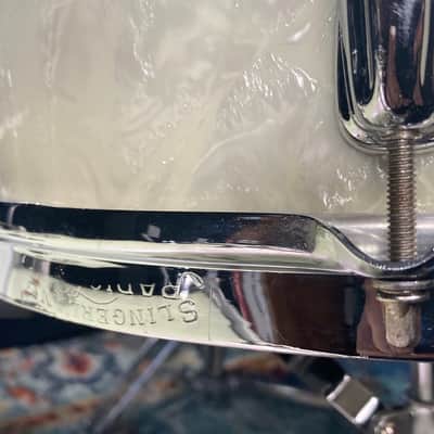 Slingerland - 1960s 5x14" White Marine Snare Drum. #140 , 8-Lug 3-Ply image 12