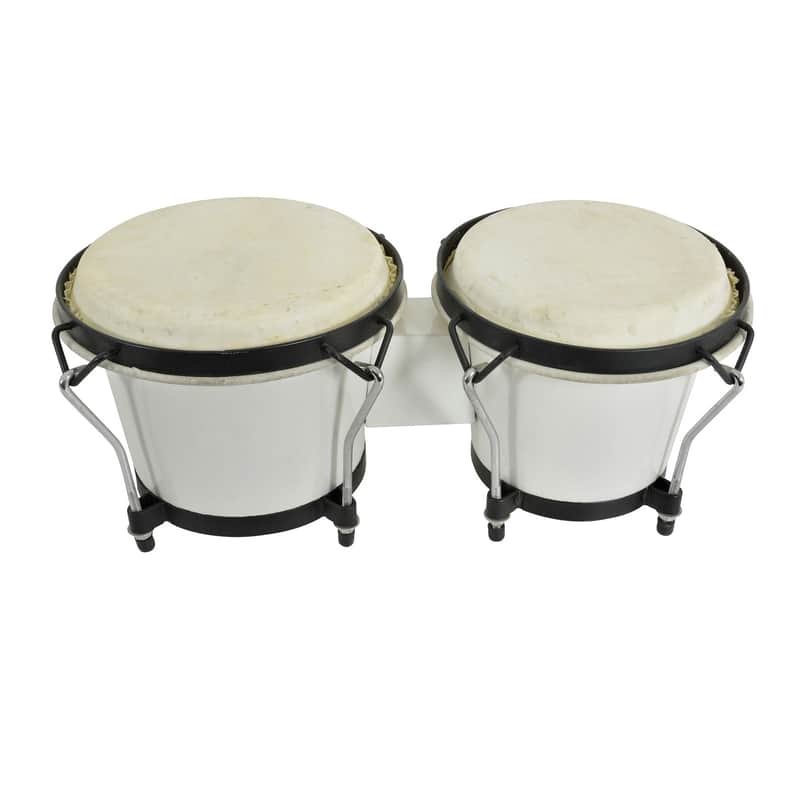 Bongo Drums Set 6.5" + 7.5" with FREE Carry Bag - White image 1
