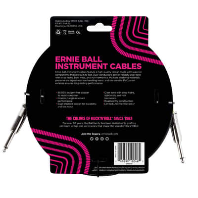 20' Straight / Straight Instrument Cable - Black - Dual Shielded 99.95% O2-free Copper Roadworthy Design, Limited Lifetime Warranty image 2