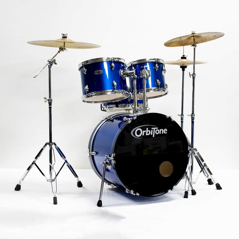 Orbitone Blue 4-Piece Drum Set - Complete with Cymbals & Hardware image 1