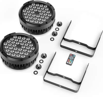 36LEDs RGB Par Lights 2 Pack 36W  LED Par Can Lights Sound Activated with Remote DMX Control Uplights for Wedding Party DJ Events Music Dance Church Stage Lighting image 3