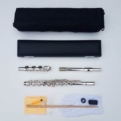 17 Open Hole Silver-Plated French Point Keys Flute with Hard Case and Fleece-Lined Canvas Bag image 2