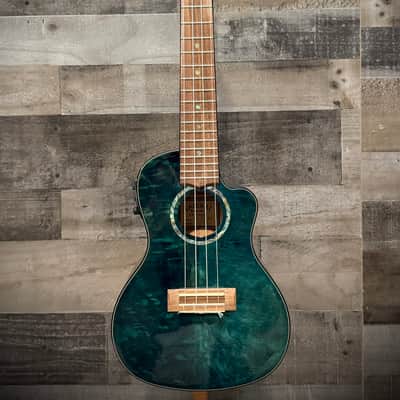Lanikai Quilted Maple Blue Stain Concert A/E Ukulele w/ Kula Preamp (QM-BLCEC) image 2