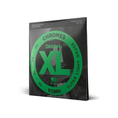 D'Addario XL Chromes 40-95 SL Long Scale Flatwound Bass Guitar Strings - ECB80 image 2