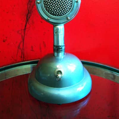 Vintage RARE 1940's Shure 70ST crystal microphone satin chrome w Shure S-36 stand 55 55S image 1