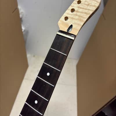 Stainless steel 22fret Rosewood Natural Flame Maple Electric Guitar Neck Gloss hole:10mm image 9