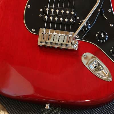2005 Fender American Deluxe HSS w/ Rosewood FB Stratocaster Electric Guitar Red w/ Black HS + OHSC image 5