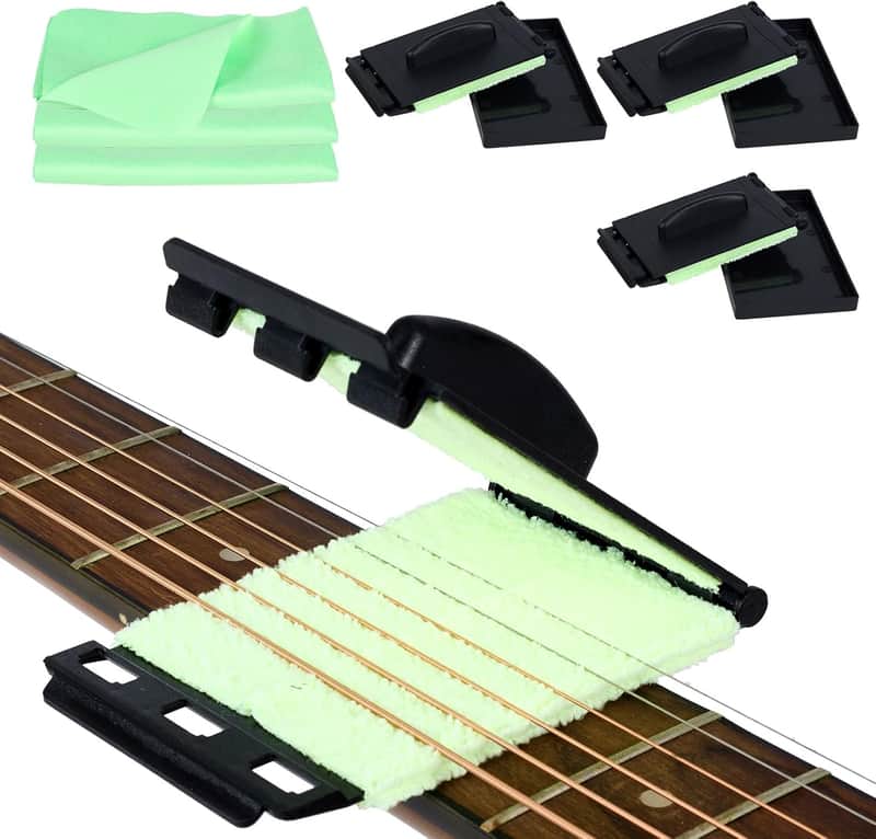 Guitar String Cleaner Fret Floss: Fretboard Cleaner Cloth Guitar Cleaning Kit - Strings Tools Scrubber Guitar Accessories Maintenance Care Kit for Bass Ukulele Violin (3 Pack) image 1