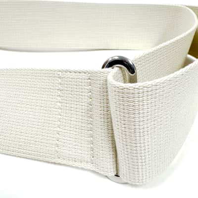 Walker & Williams H-47 Vintage Series Classic White Woven Teardrop Strap With Black Leather Ends image 5
