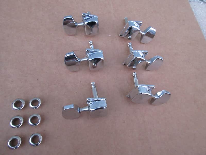 Vintage Jinho 3X3 Metal Guitar Tuners with Bushings Ferrels image 1