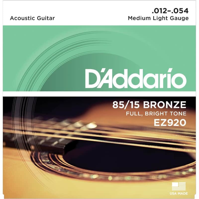 D'Addario EZ920 85/15 Bronze Acoustic Guitar Strings Medium Light 12-54 image 1
