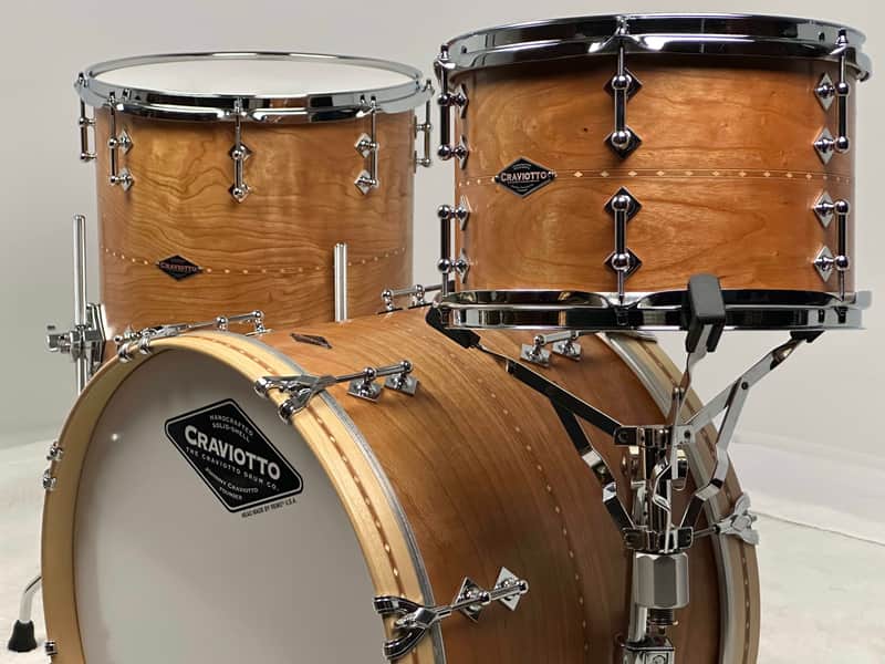 Craviotto 20/12/14" Solid Cherry Drum Set w/ Cherry Inlay - Kit #1161 image 1